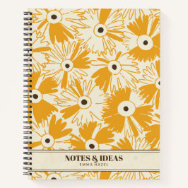Cuaderno Retro 70s Wildflower & Polka Dot Personalized Gold
