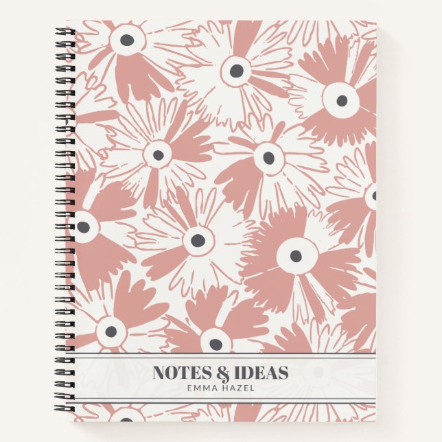 Cuaderno Retro 70s Wildflower & Polka Dot Personalized Rose (Anverso)