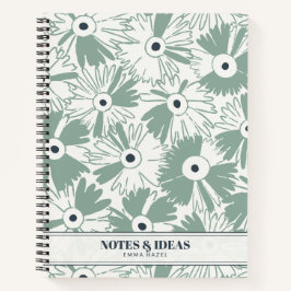 Cuaderno Retro 70s Wildflower & Polka Dot Personalized Sage