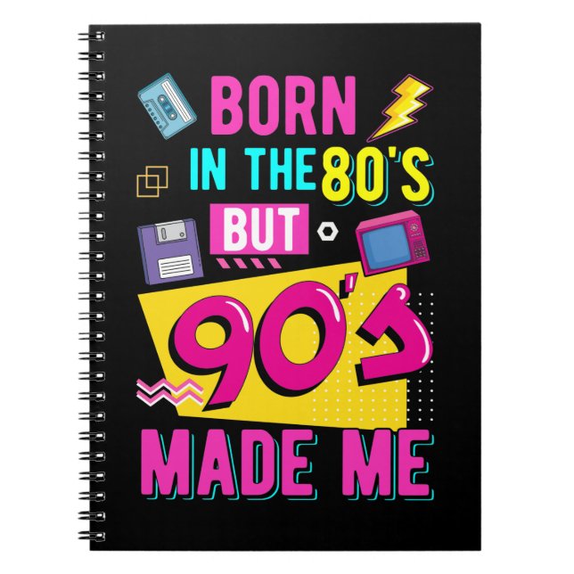 Cuaderno Retro 80 Nació Fiesta musical Disco 90 (Frente)