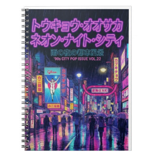 Cuaderno Retro 90s City Pop Night: Neon Tokyo & Osaka Rain