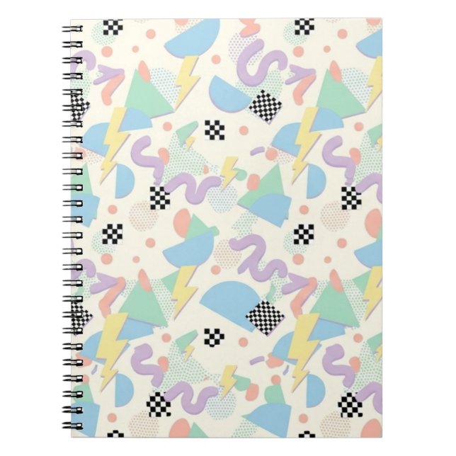 Cuaderno Retro 90s Memphis Aesthetic Pattern (Frente)