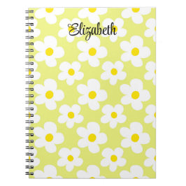 Cuaderno Retro amarillo lindo daisies girando