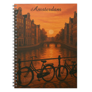 Cuaderno Retro Amsterdam Países Bajos Grachten Sunset Glow