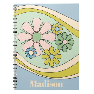 Cuaderno Retro años 60 Groovy Floral Pastel Personalizado