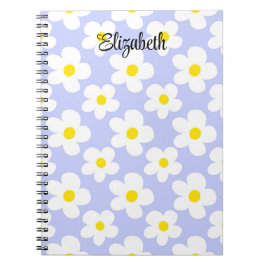 Cuaderno Retro azul claro lindo daisies giratorio
