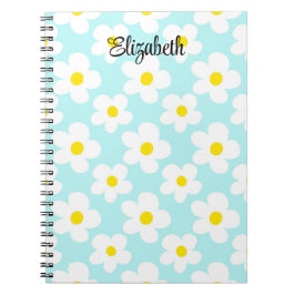 Cuaderno Retro azul lindo daisies girando