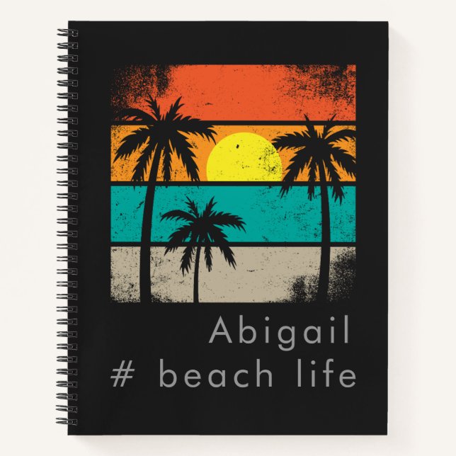 Cuaderno Retro Beach Life, Black Silhouette (Anverso)
