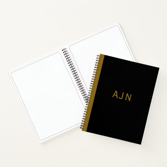 Cuaderno Retro Black Monogramed Sketch Art Notebook Gift (Interior)