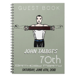 Cuaderno Retro Bodybuilding 70th Birthday Party Guest Book