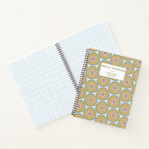Cuaderno Retro Boho Mandala Flor Papel gráfico personaliza