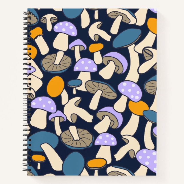 Cuaderno Retro Bosque de Hongos Botánico Bosque de Medianoc (Anverso)