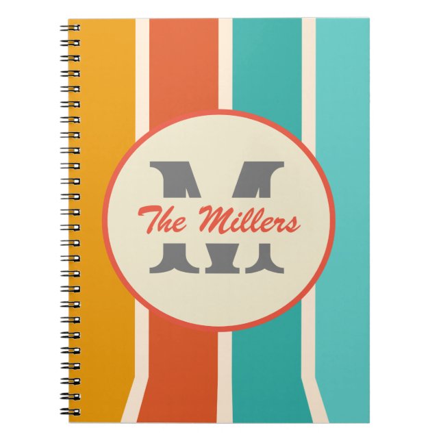 Cuaderno Retro Brillante Monograma de Verano  (Frente)