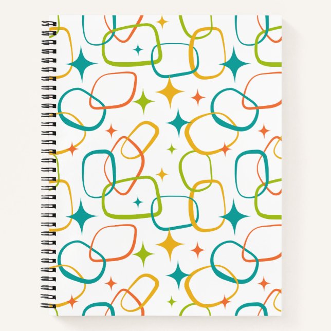 Cuaderno Retro Brillo Atómico Moderno de Medianos  (Anverso)