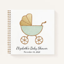 Retro Carrito Mint Green Baby Shower Guest Book