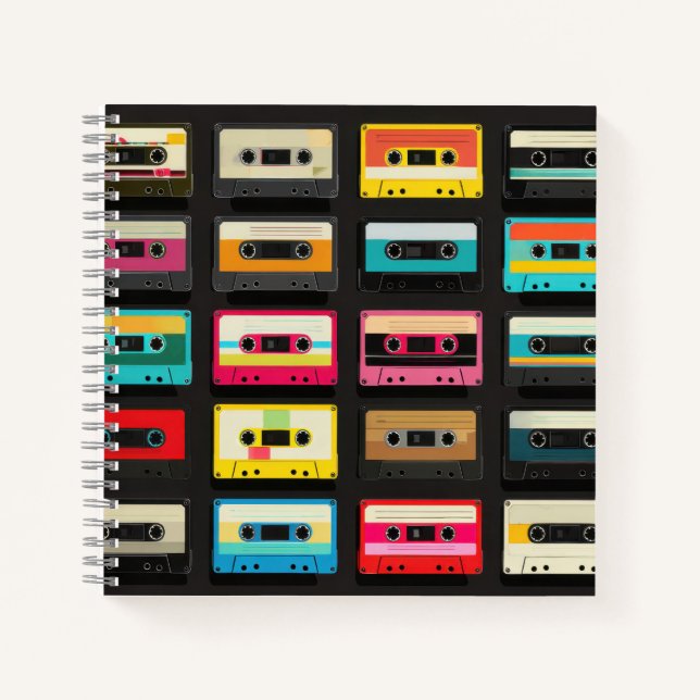 Cuaderno Retro Cassette Tape Pattern – Vintage Music  (Anverso)