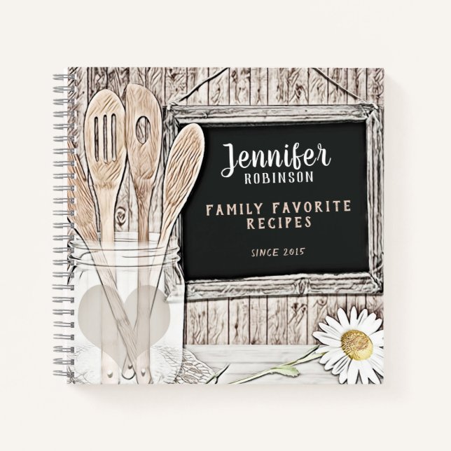 Cuaderno Retro Chalkboard, Mason Jar y Daisy  (Anverso)