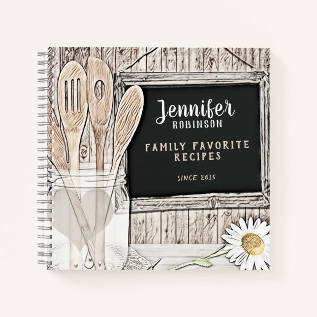 Cuaderno Retro Chalkboard, Mason Jar y Daisy  (Anverso)