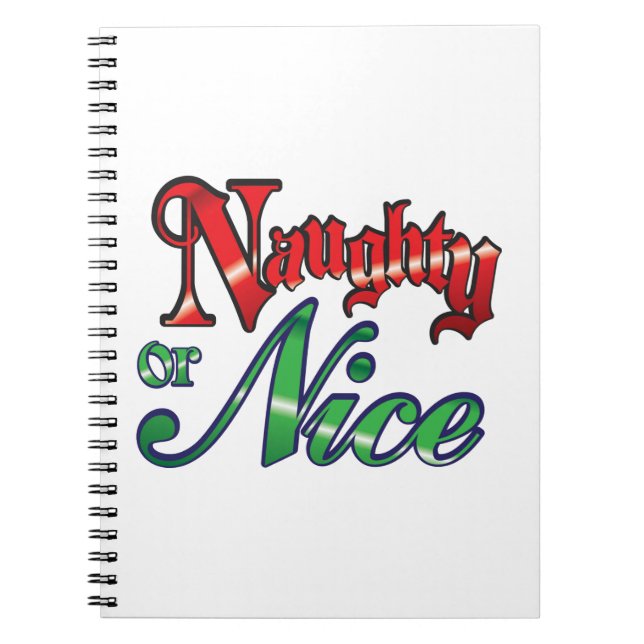 Cuaderno Retro Christmas, Naughty or Nice Red Green Letters (Frente)