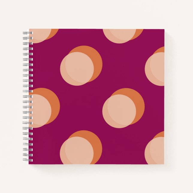 Cuaderno Retro Circles and Shadows Bold Pattern Purple (Anverso)