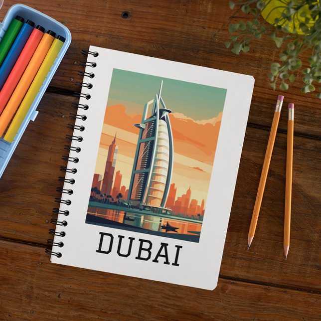 Cuaderno Retro Classic Travel Dubai EAU (Dubai UAE Skyline notebook)