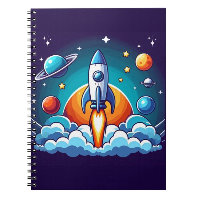 Cuaderno Retro, cohete espacial exterior (Frente)