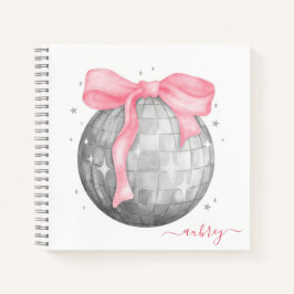 Cuaderno Retro Coquette Silver Disco ball Pink Ribbon