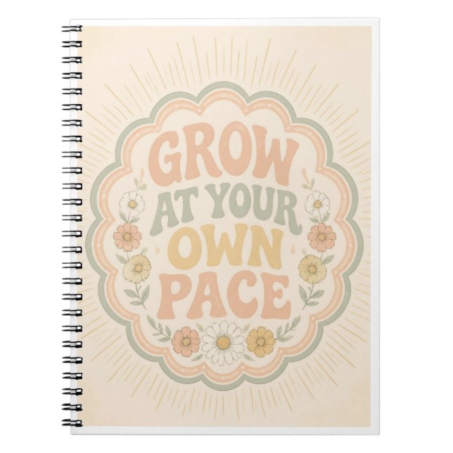 Cuaderno Retro 'Crece a Tu Propio Ritmo'. (Frente)