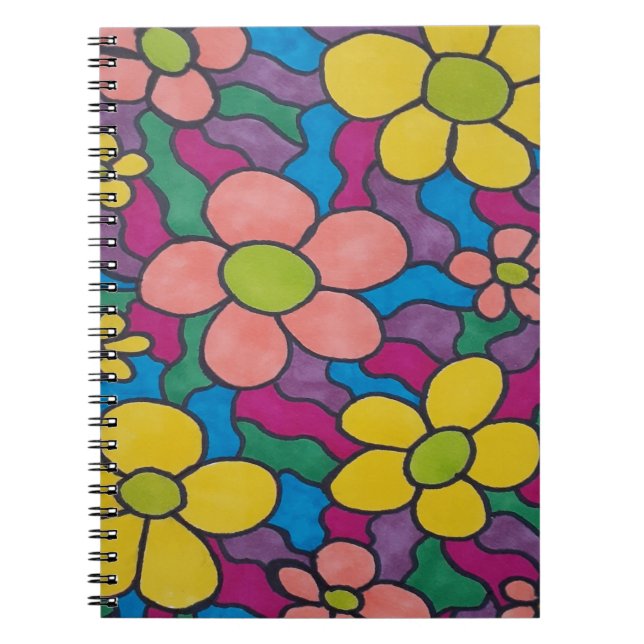 Cuaderno Retro Daisies Colorful Print (Frente)