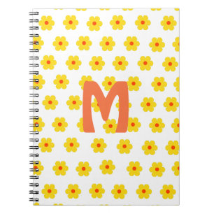 Cuaderno Retro Daisies de flores amarillas y Naranjas y bla