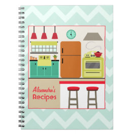 Cuaderno retro de la receta de la cocina y del