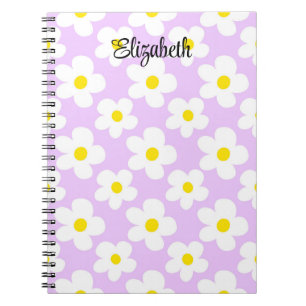 Cuaderno Retro de lavanda suave daisies girando