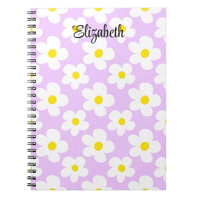 Cuaderno Retro de lavanda suave daisies girando (Frente)