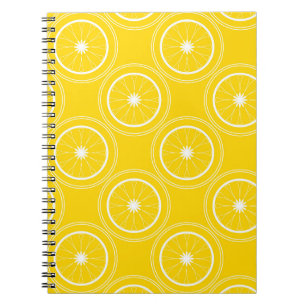 Cuaderno Retro de limón de patrón abstracto amarillo brilla