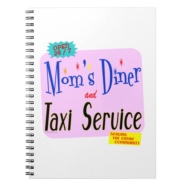 Cuaderno Retro de servicio de comida y taxi para las madres (Frente)