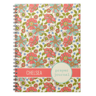 Cuaderno Retro Diario de Oración Personalizado con Flora Ro