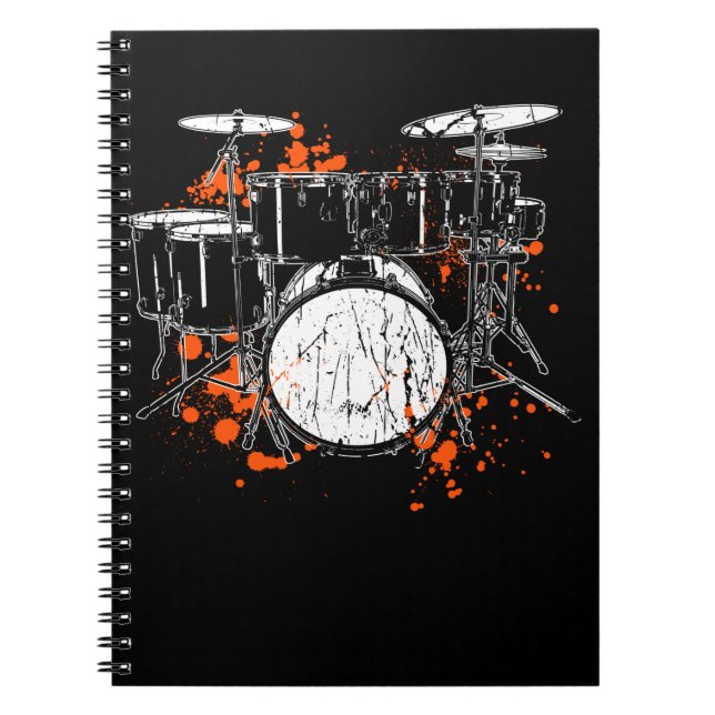 Cuaderno Retro Drum Set Music Drummer (Frente)