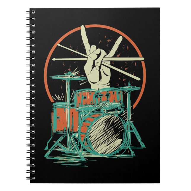 Cuaderno Retro Drum Set Music Drummer Drumsticks (Frente)