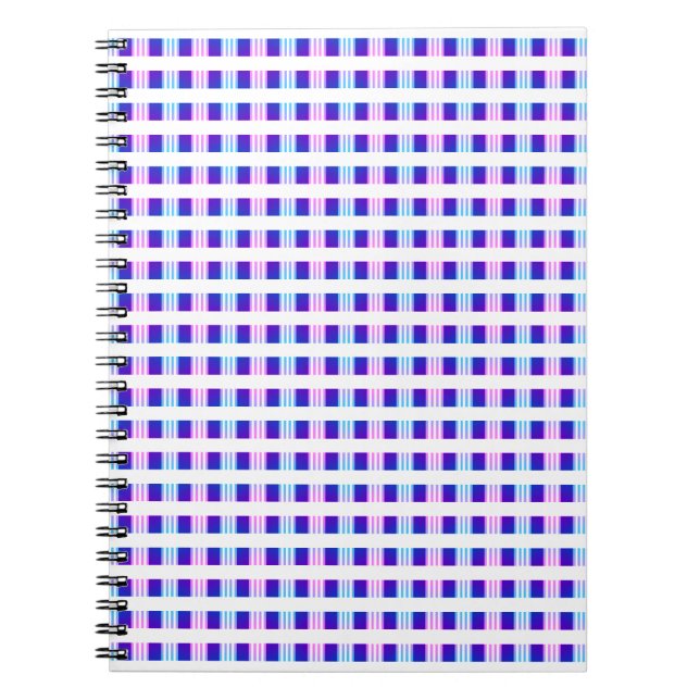 Cuaderno retro eléctrico rayado azul y púrpura (Frente)