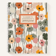 Retro Floral Pattern Monograma Gardenal Journal