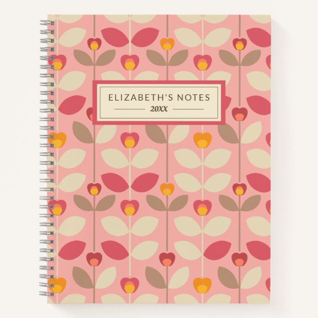 Cuaderno Retro Floral Pattern Monograma Journal (Anverso)