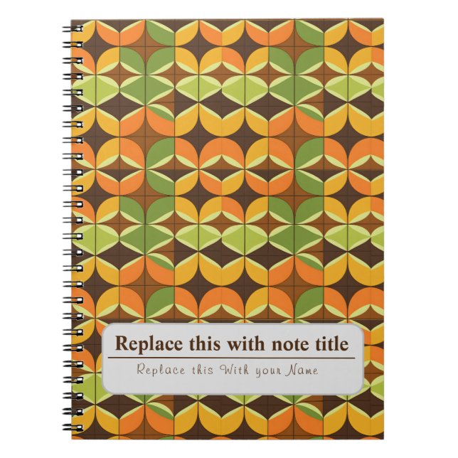 Cuaderno Retro Funky Naranja-Aguacate Green personalizado (Frente)