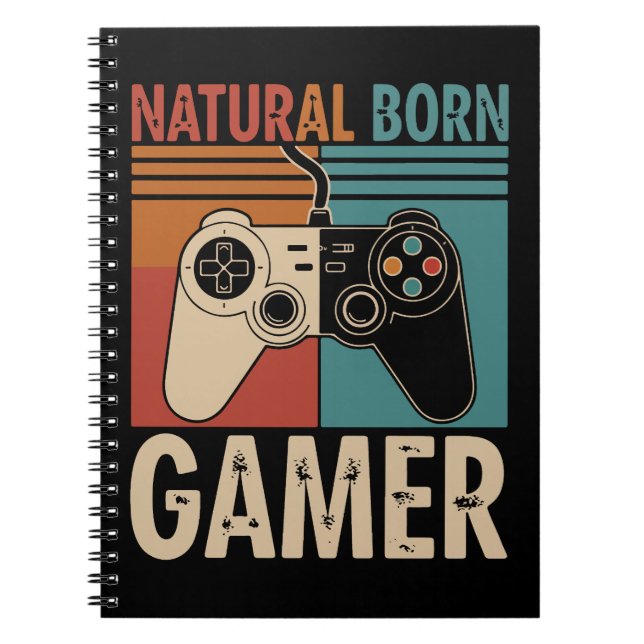 Cuaderno Retro Gamer Divertido de Nacimiento Natural (Frente)