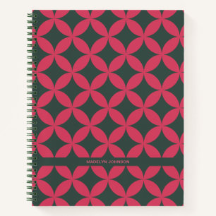 Cuaderno Retro Geométrico Geométrico De Mediano Siglo Pink 
