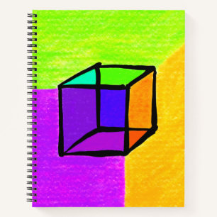Cuaderno Retro geométrico surrealista de cubos dibujados a 