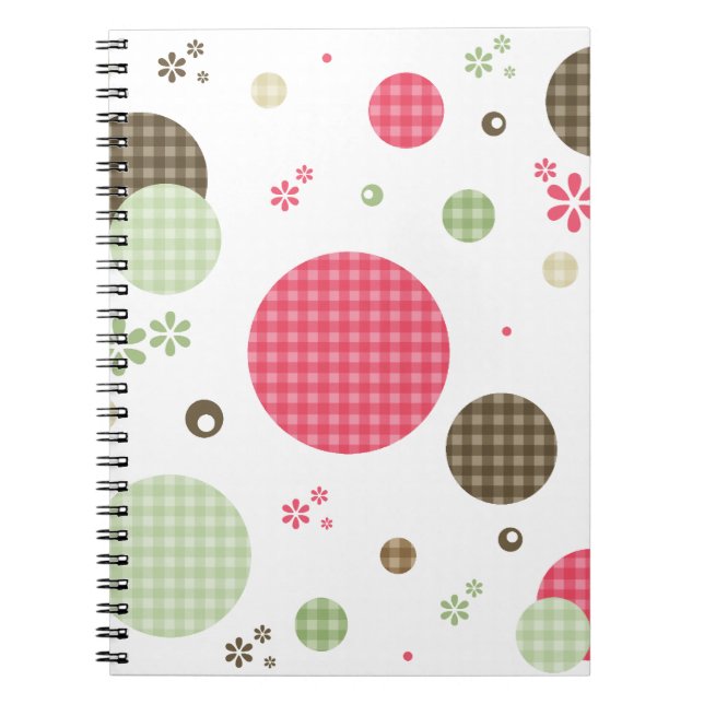 Cuaderno Retro Gingham Polka Dots and Daisies (Frente)
