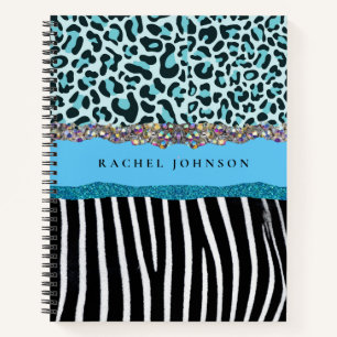Cuaderno Retro Glam Moderno Azul Turquesa Femenino