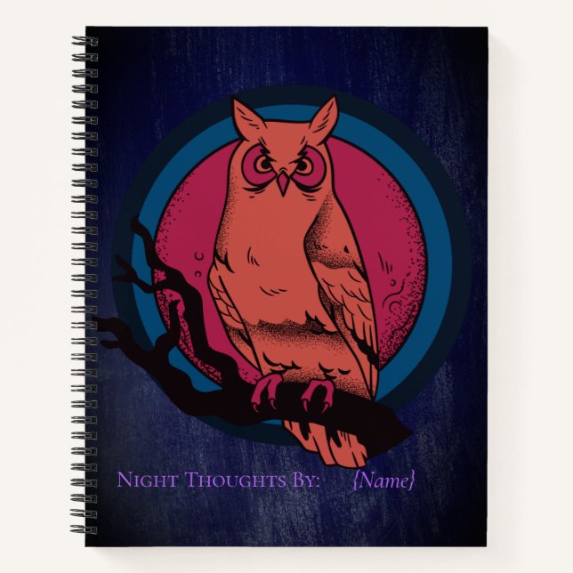 Cuaderno Retro Gothic Night Owl Moon Spiral Notebook (Anverso)
