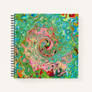 Cuaderno Retro Groovy Abstracto Colorido Remolino de Arcoír