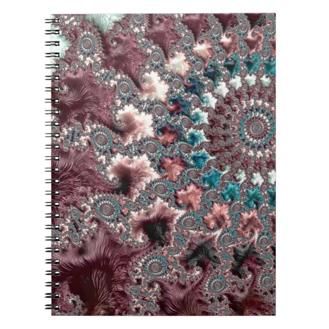 Cuaderno Retro Groovy Ecléctico Bohemio Espiral Fractal (Frente)